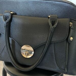 Chic Black Rivet Faux Leather Satchel